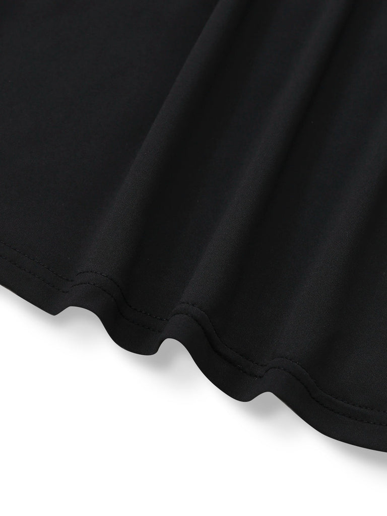 2PCS Haut tricoté noir col montant et pantalon à jambes larges des années 1930