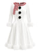 Robe de Noël en velours blanche bonhomme de neige années 1950