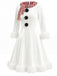 Robe de Noël en velours blanche bonhomme de neige années 1950