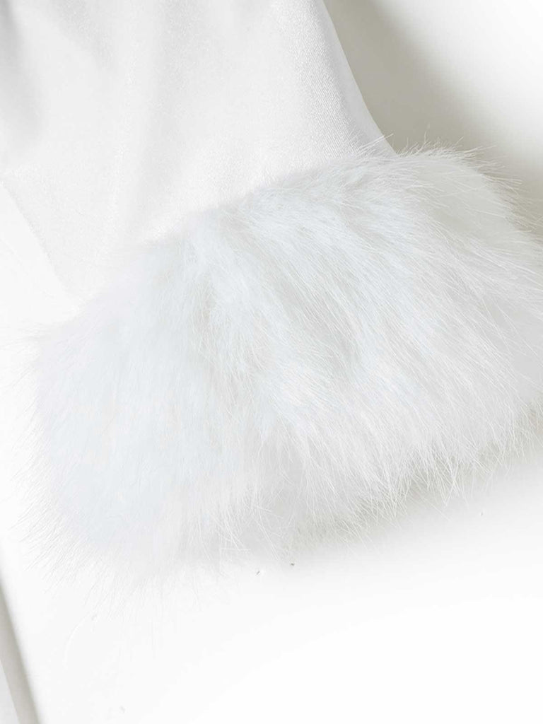 Robe de Noël en velours blanche bonhomme de neige années 1950