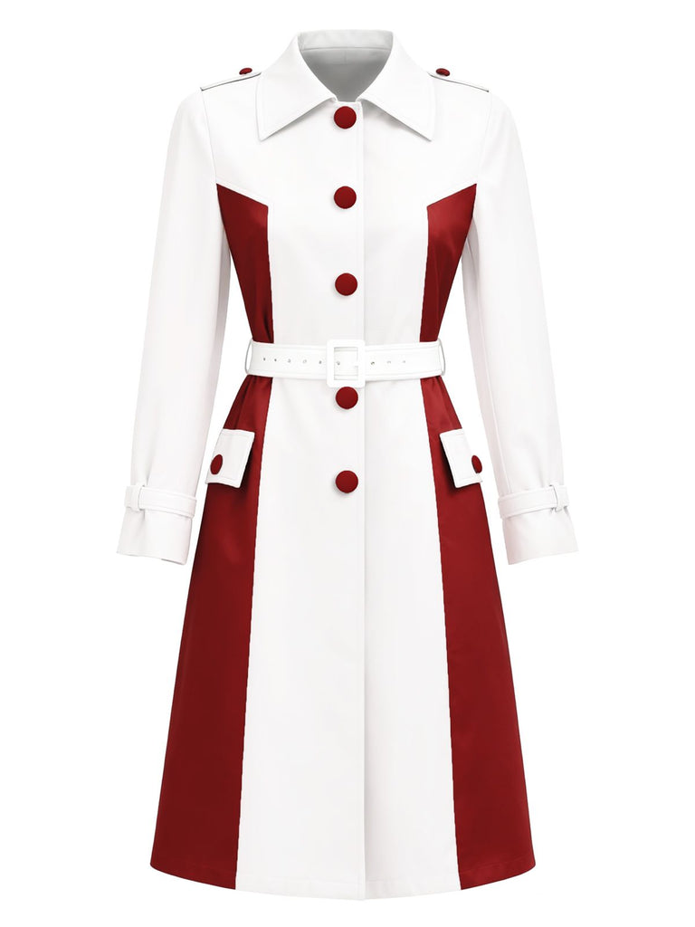 [Prévente] Trench-coat blanche et rouge ceinturé bicolore années 50