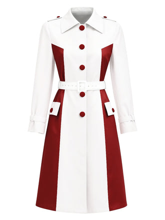[Prévente] Trench-coat blanche et rouge ceinturé bicolore années 50