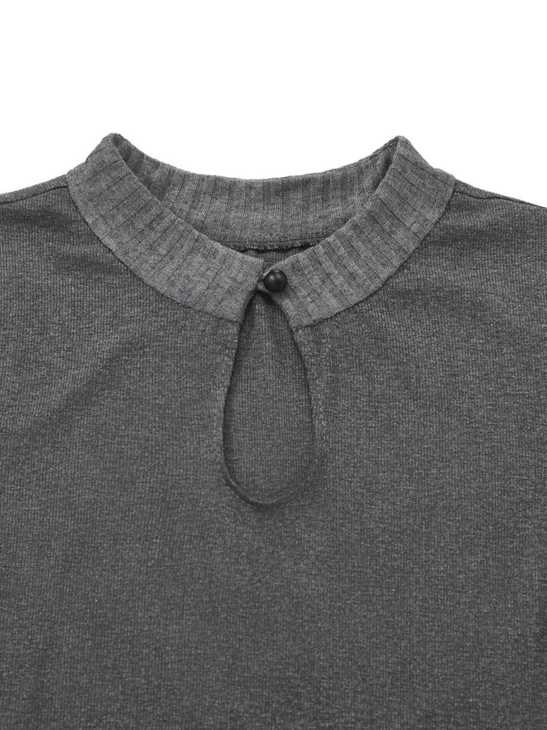 [Prévente] Robe plissée en cuir tricoté gris des années 1970