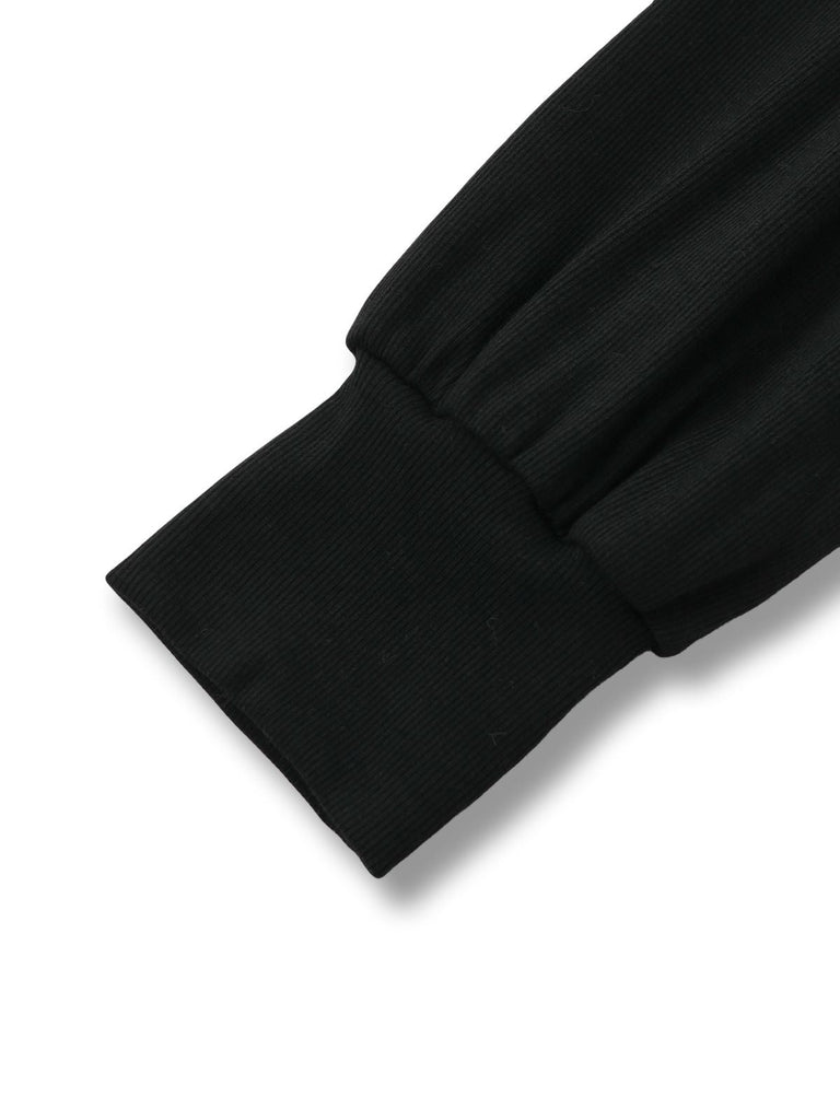 [Prévente] Haut tricoté noir col en V et manches lanternes style années 1950