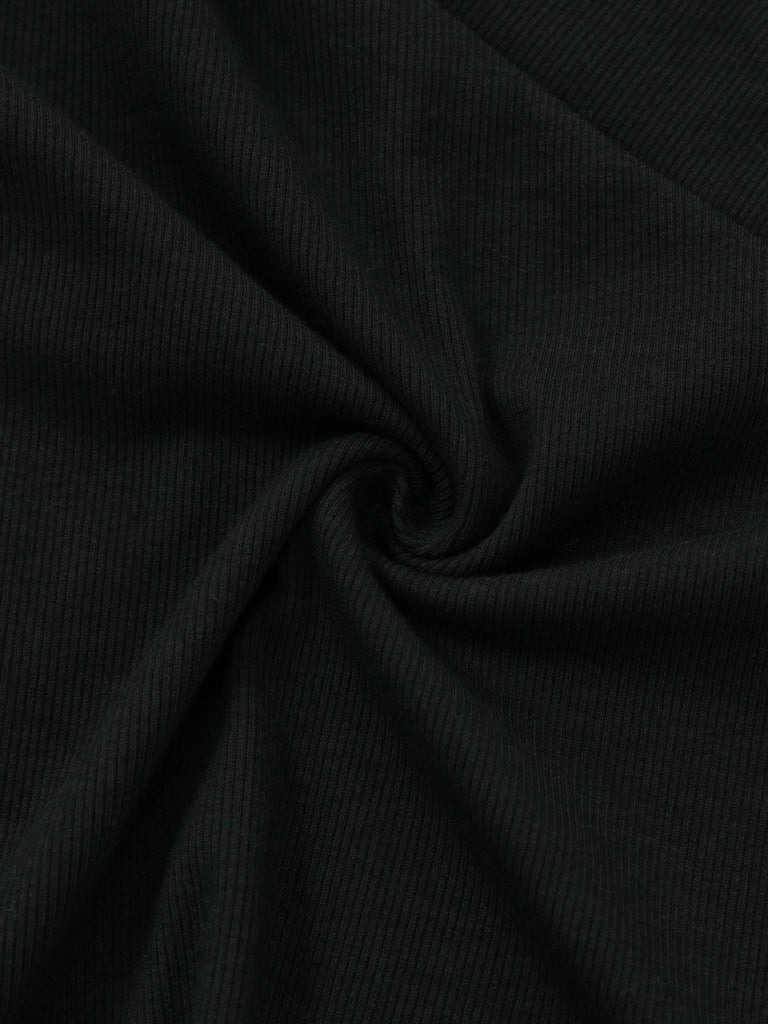 [Prévente] Haut tricoté noir col en V et manches lanternes style années 1950