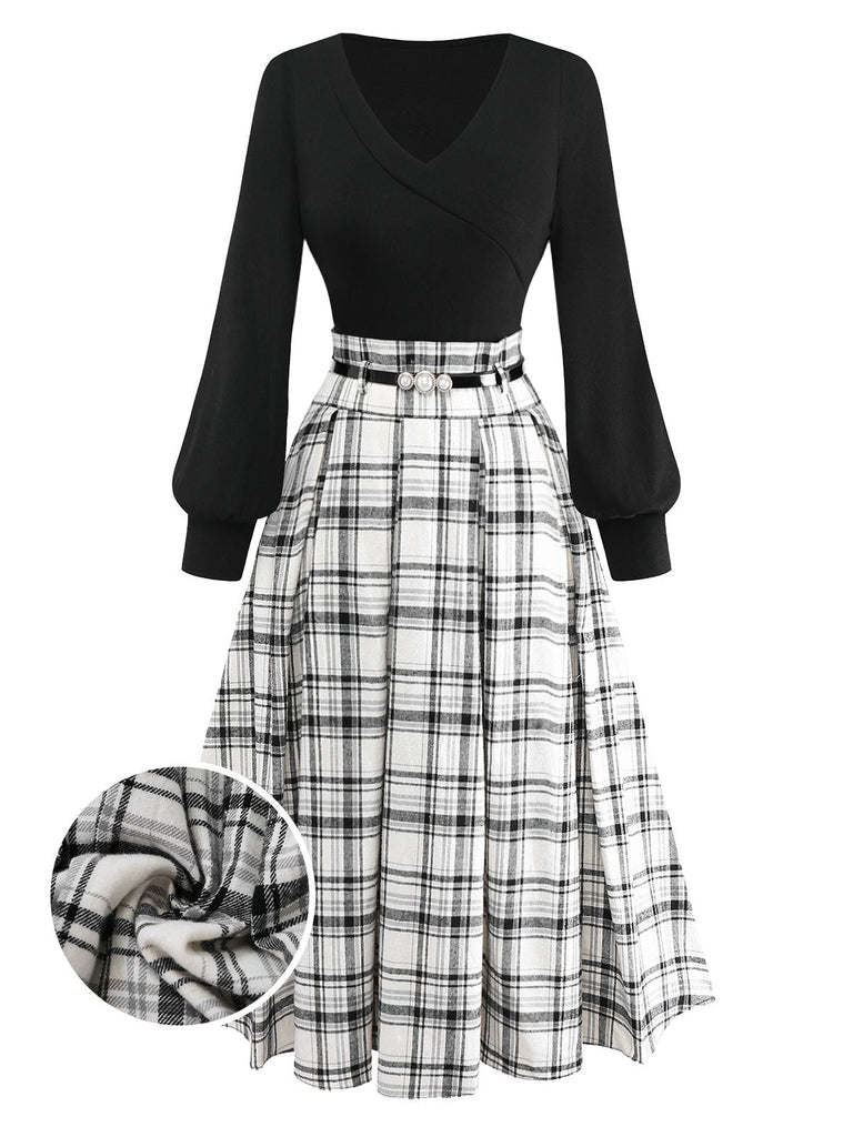 [Prévente] 2PCS haut tricoté manches lanternes et jupe plissée en coton années 50