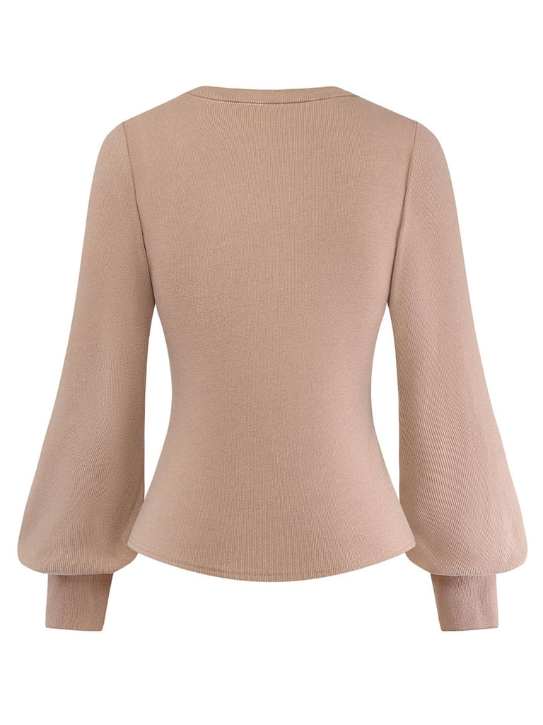 [Prévente] Pull beige à manches longues superposées et découpes style années 60