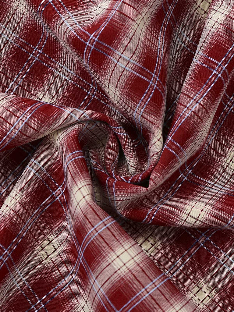 [Prévente] Robe rouge à carreaux en maille à col en V et volants style années 1950