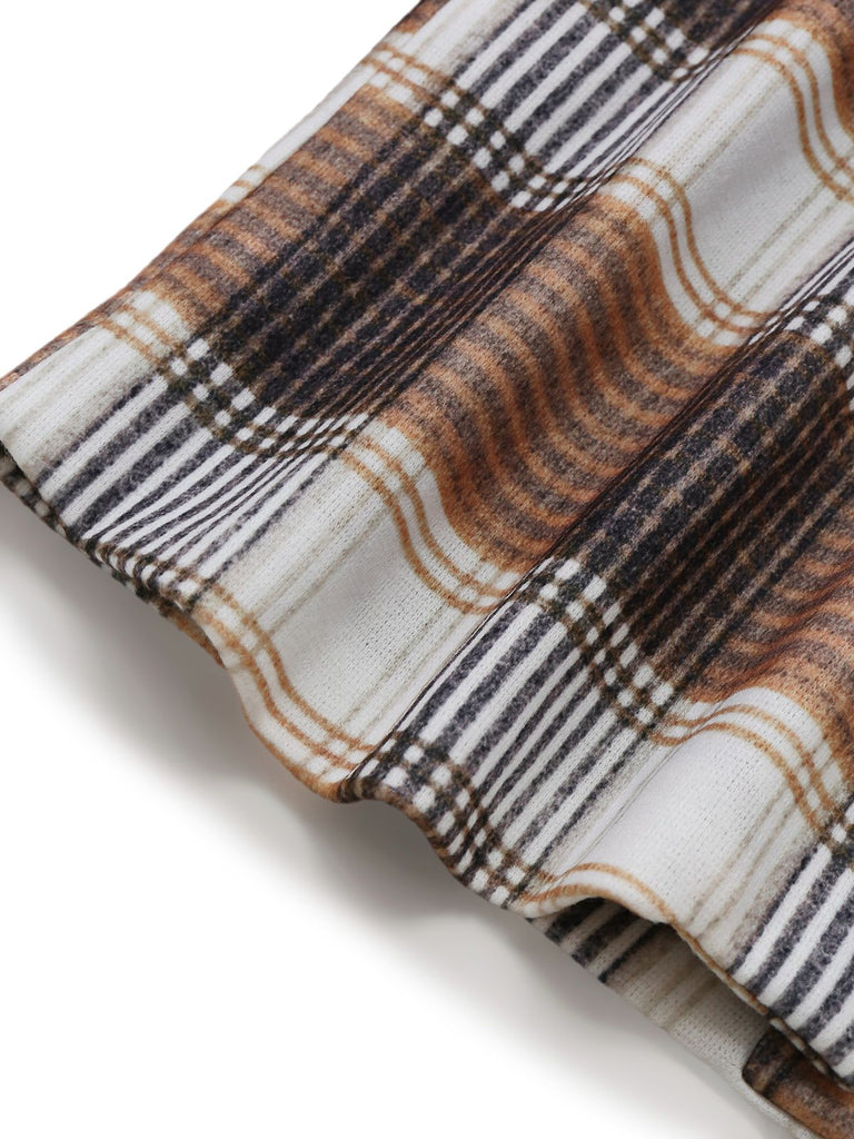 Manteau kaki à carreaux vichy en fausse laine des années 1930