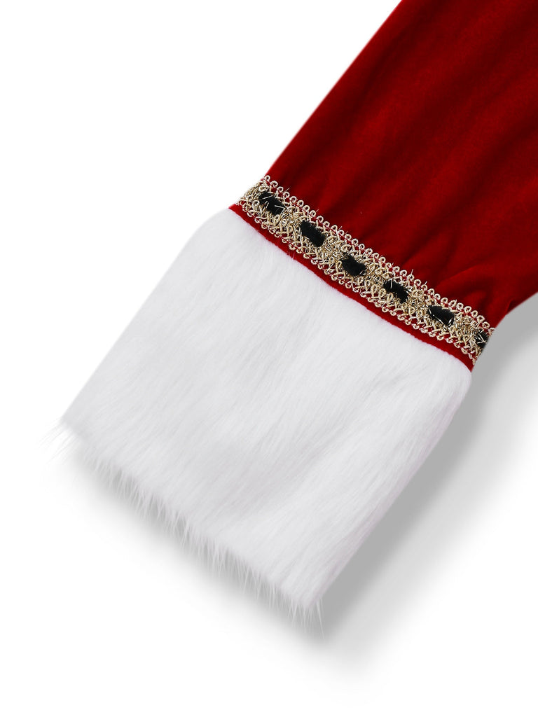 Ensemble robe en velours rouge pour Mme Claus des années 1930