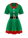 Ensemble de costume de cosplay d'elfe de Noël vert des années 1960
