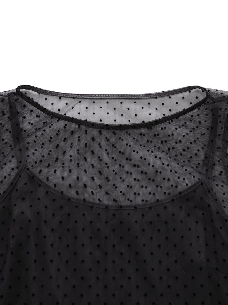 [Prévente] Robe droite en résille à pois noirs style années 1920