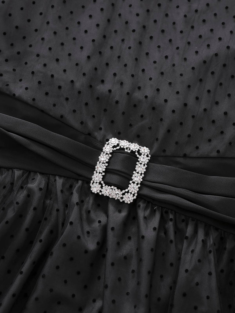 [Prévente] Robe droite en résille à pois noirs style années 1920