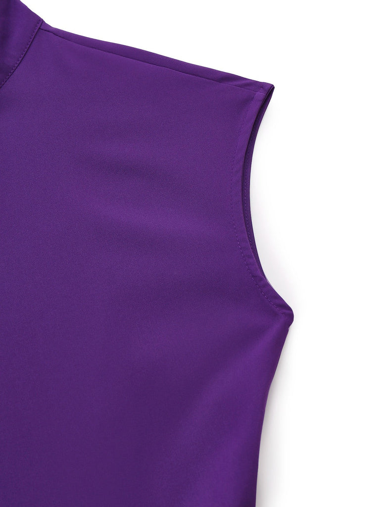 Combinaison violette col montant manches asymétriques des années 80