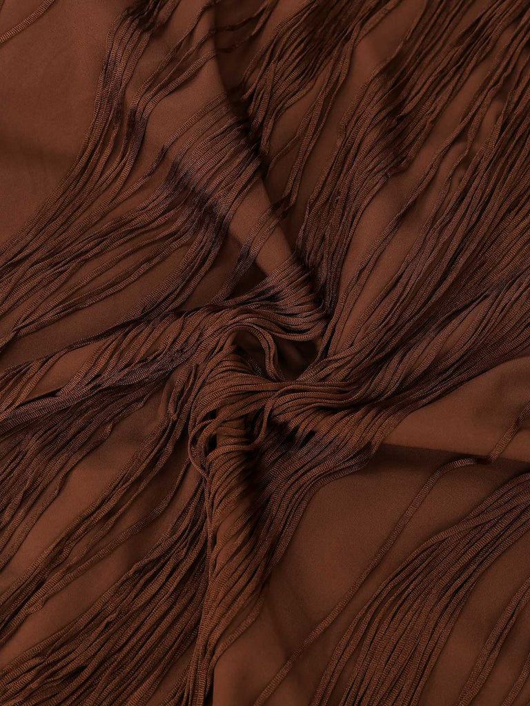 Robe dos nu franges unie couleur café années 1920