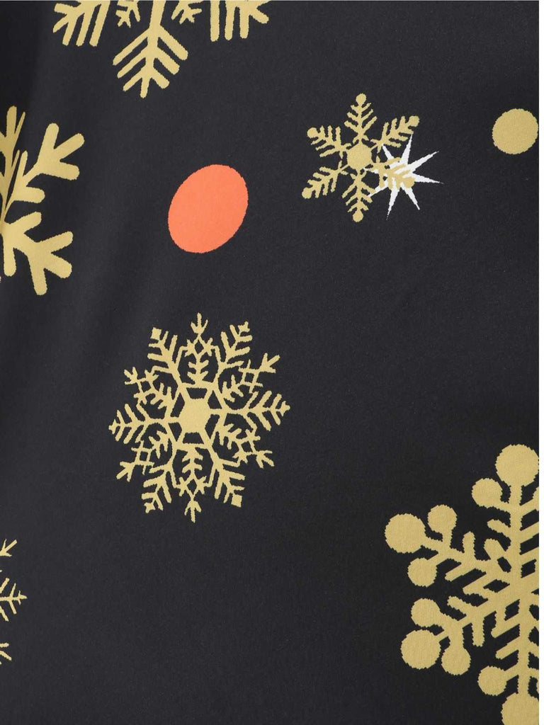 Robe noire à ceinture ruban flocon de neige années 1950