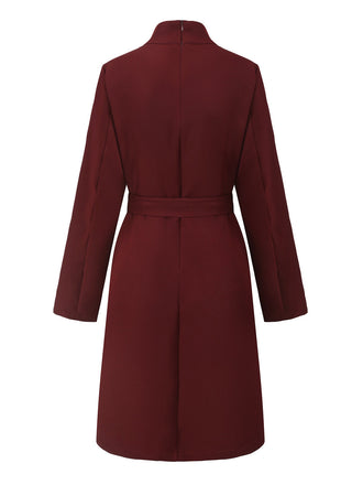 Robe unie col roulé et ceinture style avec poche années 1940