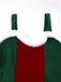 Ensemble robe de Noël avec bordure en peluche rouge et verte des années 1960