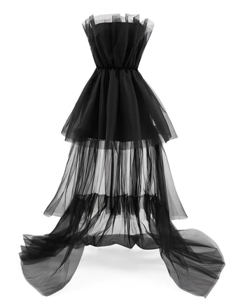 Robe noire résille nœud années 1980