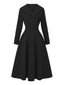 Robe trapèze taille haute et revers unis années 1950