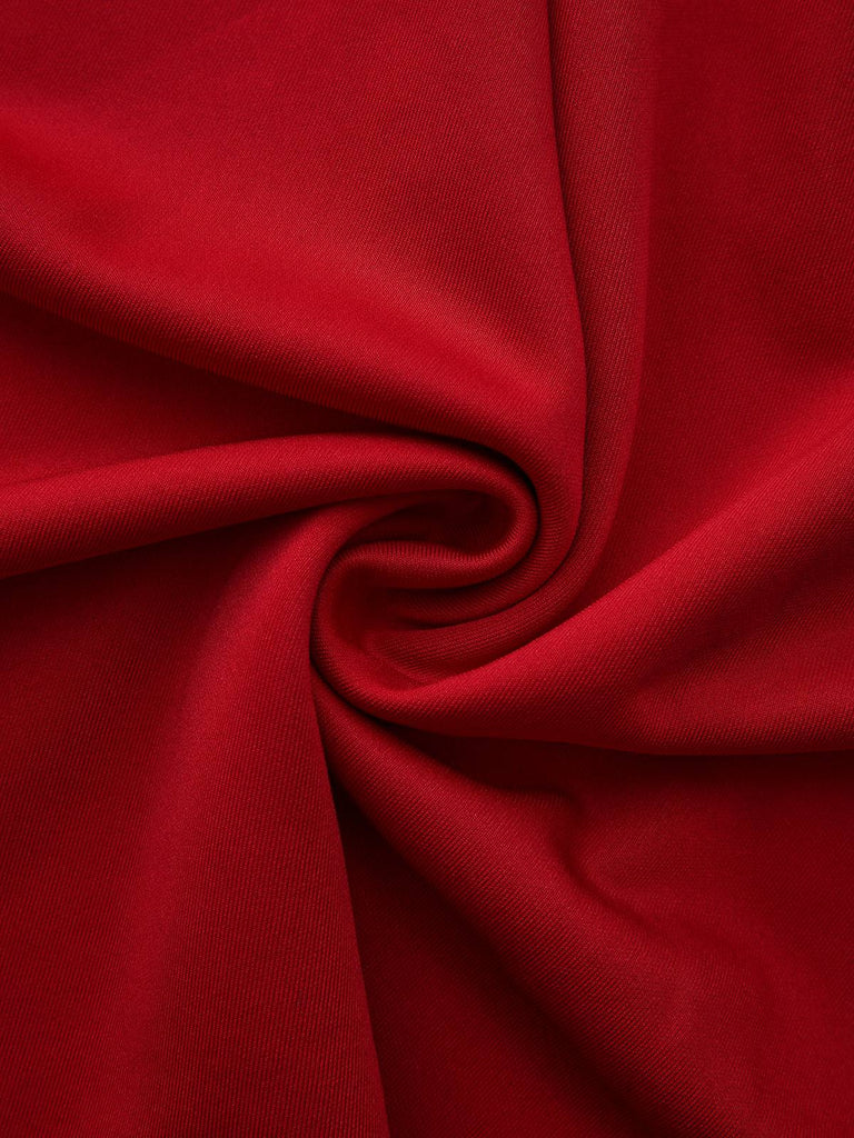 Robe trapèze taille haute et revers unis années 1950