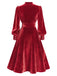[Prévente] Robe rouge en velours perlé et col en V années 1950