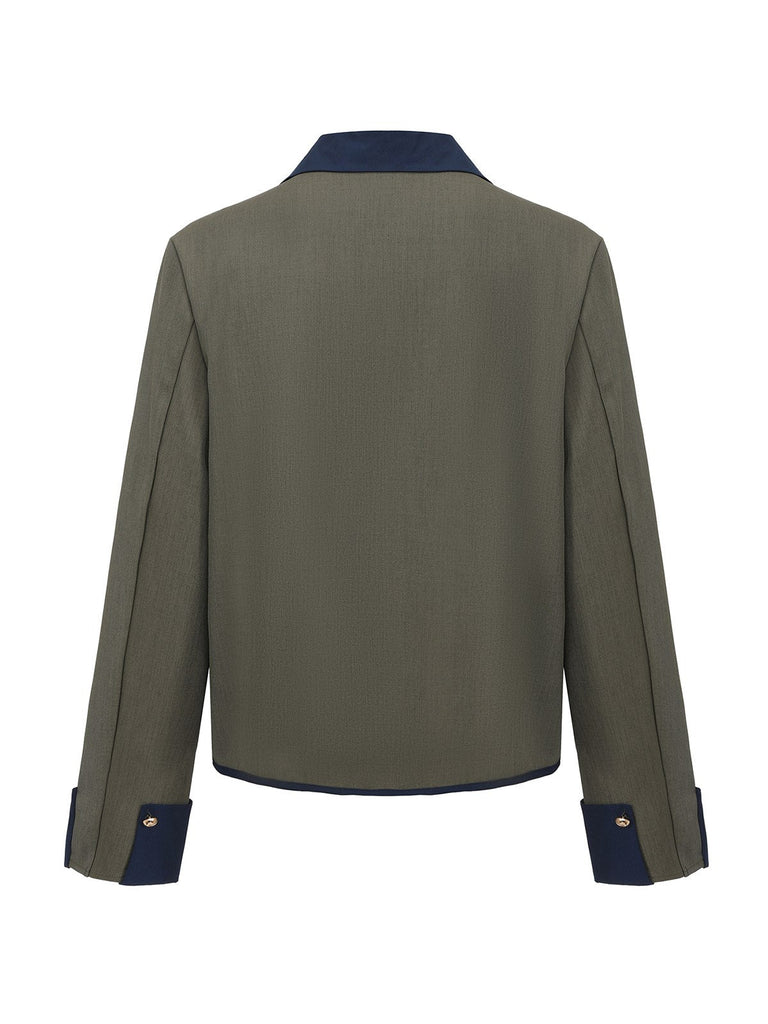 Veste col revers vert blocs de couleur années 1950