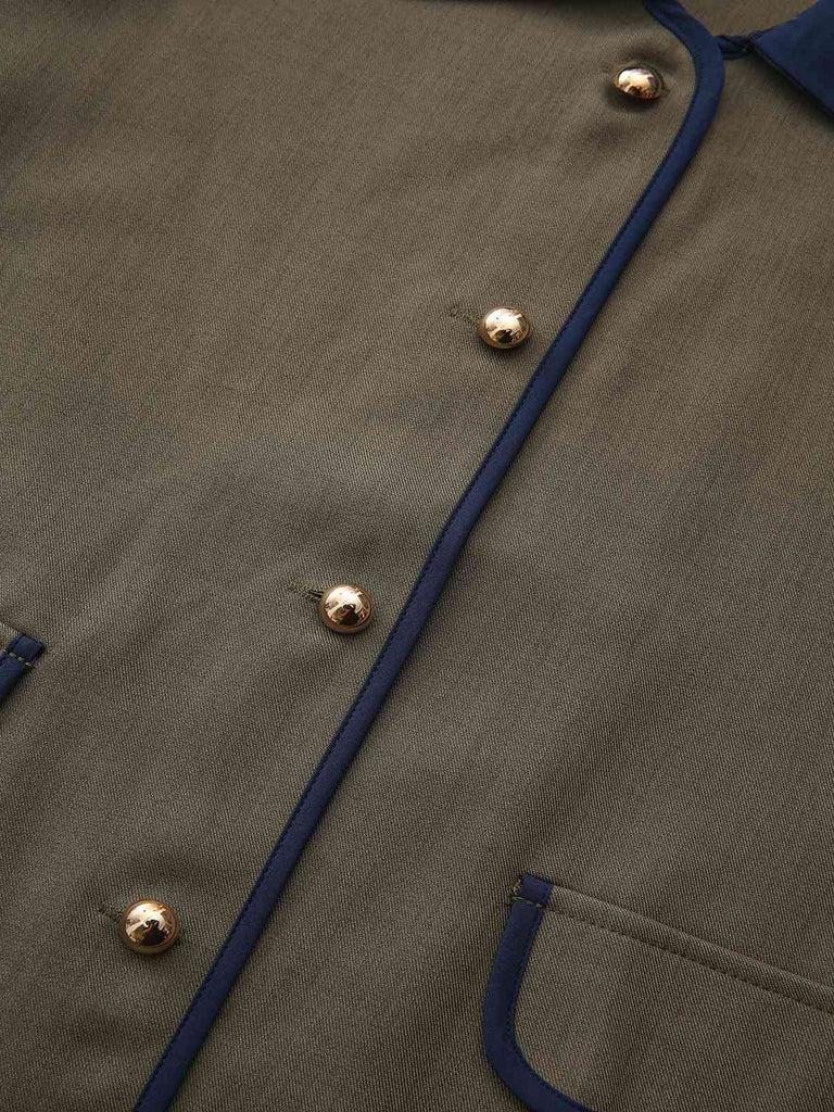 Veste col revers vert blocs de couleur années 1950