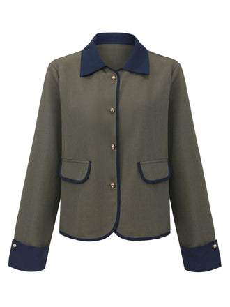 Veste col revers vert blocs de couleur années 1950