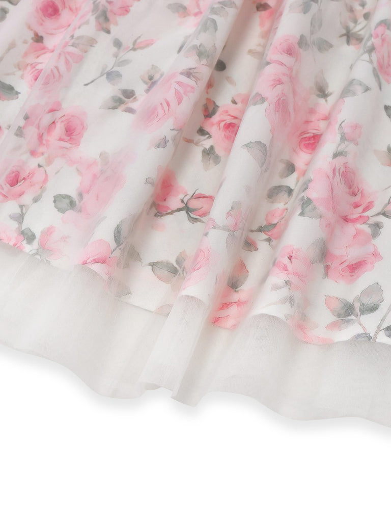 [Prévente] Robe rose épaules dénudées et décolleté cœur en résille années 50