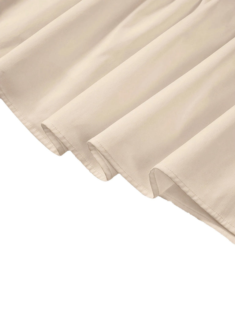 Jupe beige unie à volants multicouches des années 1940