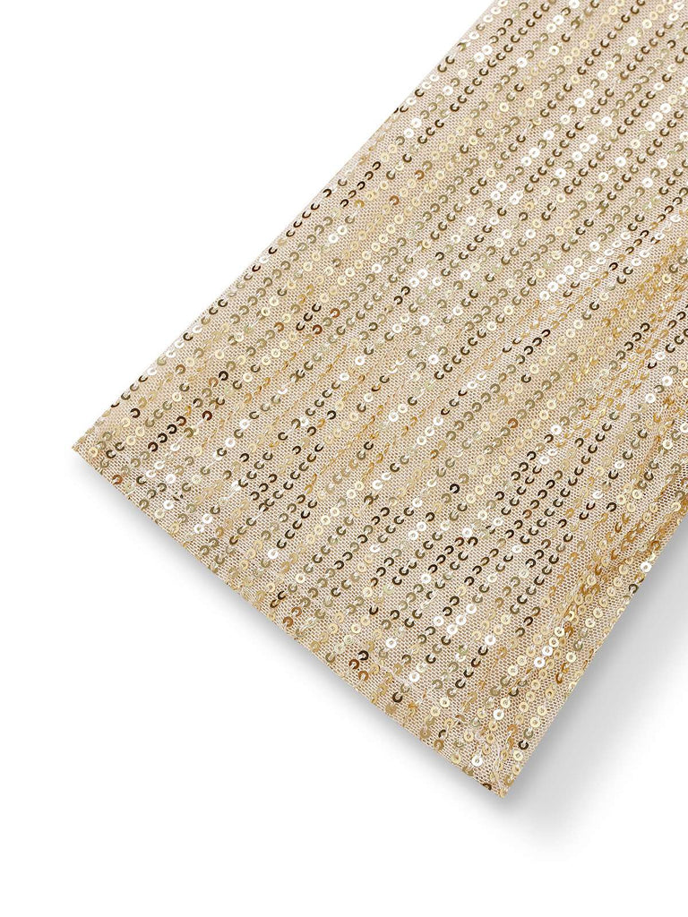 Robe col en V et ourlet à volants et paillettes des années 1930