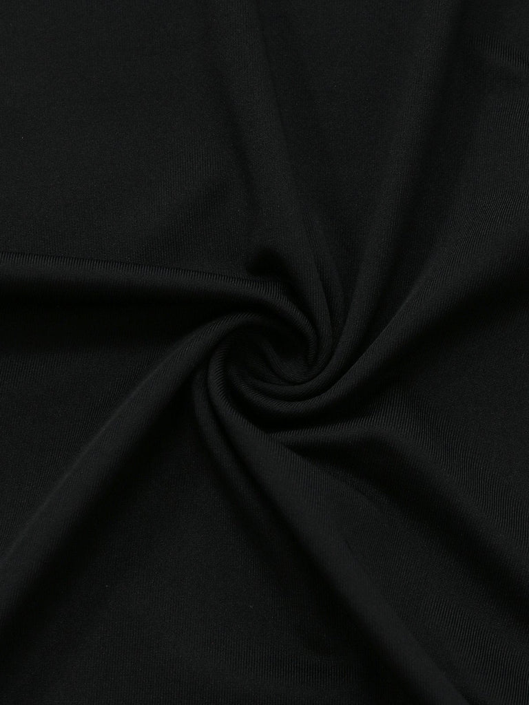 2PCS haut col roulé noir et jupe fleurie années 30