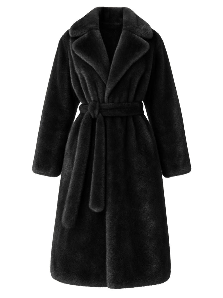 Robe de chambre en fausse fourrure à revers uni des années 1950