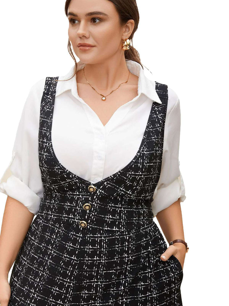 [Grande Taille] Combinaison salopette à carreaux noirs style années 50