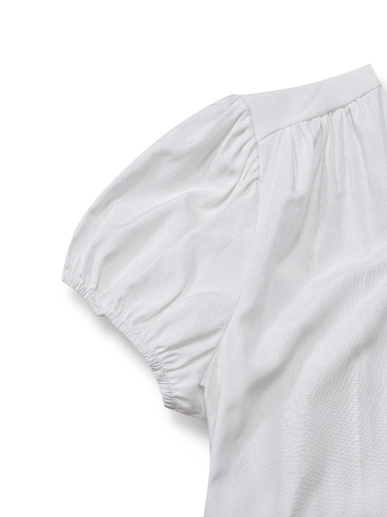 [Prévente] Robe sirène à col en V colorblock et fente boutonnée années 30