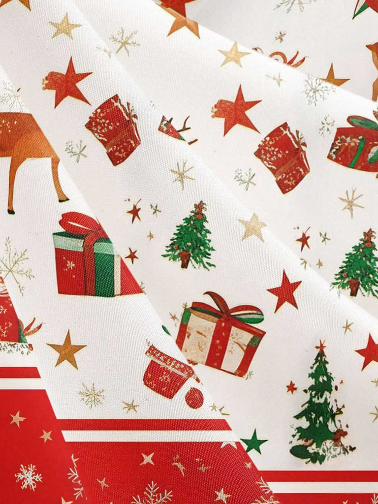 Robe trapèze à nœud et patchwork sapin de Noël années 1950