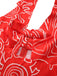 Robe dos nu rouge à imprimé abstrait découpes et torsades années 1960