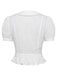 [Prévente] Blouse Blanche Coton Col Claudine Dentelle Plissée Années 1950