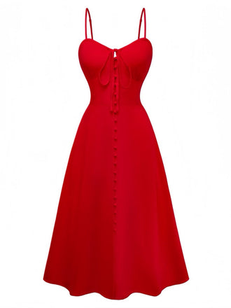 Robe Slip Sans Manches Dos Nu Taille Smockée Années 1950