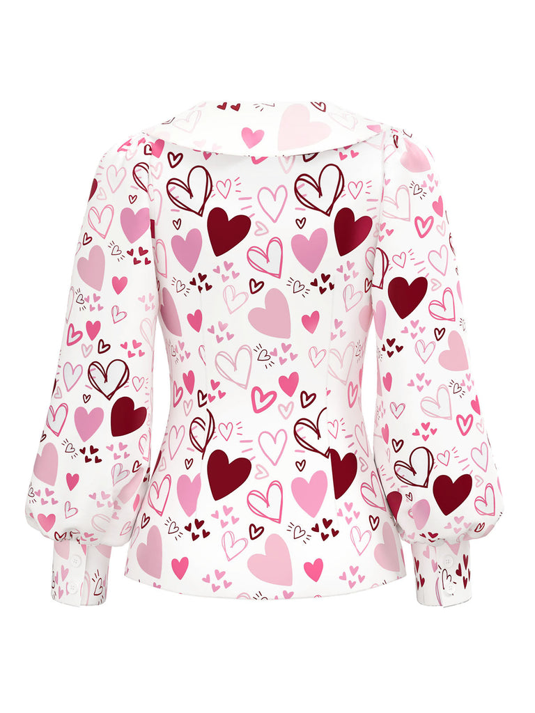 [Prévente] Chemisier imprimé cœur et col nœud papillon années 1960