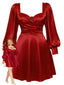 [Prévente][Grande Taille] Robe bordeaux en satin uni motif rose 3D années 1960