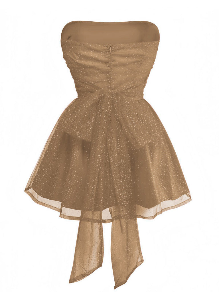 Robe bustier en tulle à paillettes et dos noué années 1960