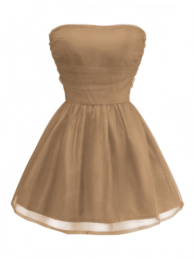 Robe bustier en tulle à paillettes et dos noué années 1960