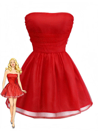 Robe bustier en tulle à paillettes et dos noué années 1960