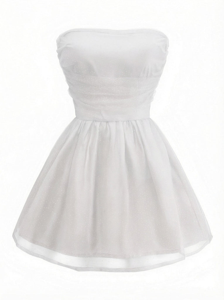 Robe bustier en tulle à paillettes et dos noué années 1960