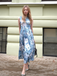 Robe sans manches imprimé floral huile 1950s