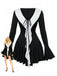 Robe péplum à volants noire et blanche années 1960