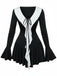 Robe péplum à volants noire et blanche années 1960