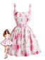 Robe mini sans manches col carré rose 1950s